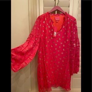 Lilly Pulitzer Giana Coral Silk Chiffon Dress Size 12